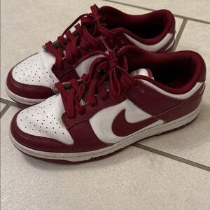 Nike Burgundy and White Low-Top Sneakers